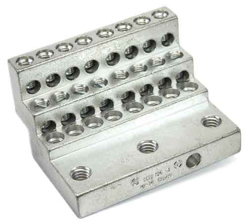 24S4-3 (24)  twenty four 4-14 wire holes lug for power distribution, power collection, structure grounding, floating ground or neutral bar applications.